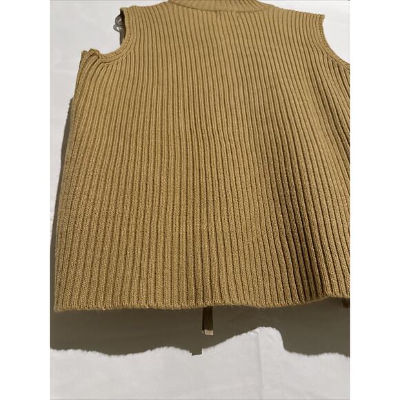 Real Leather Vest Ribbed Designer Studio Original Women’s Size M Cable knit - Picture 12 of 13